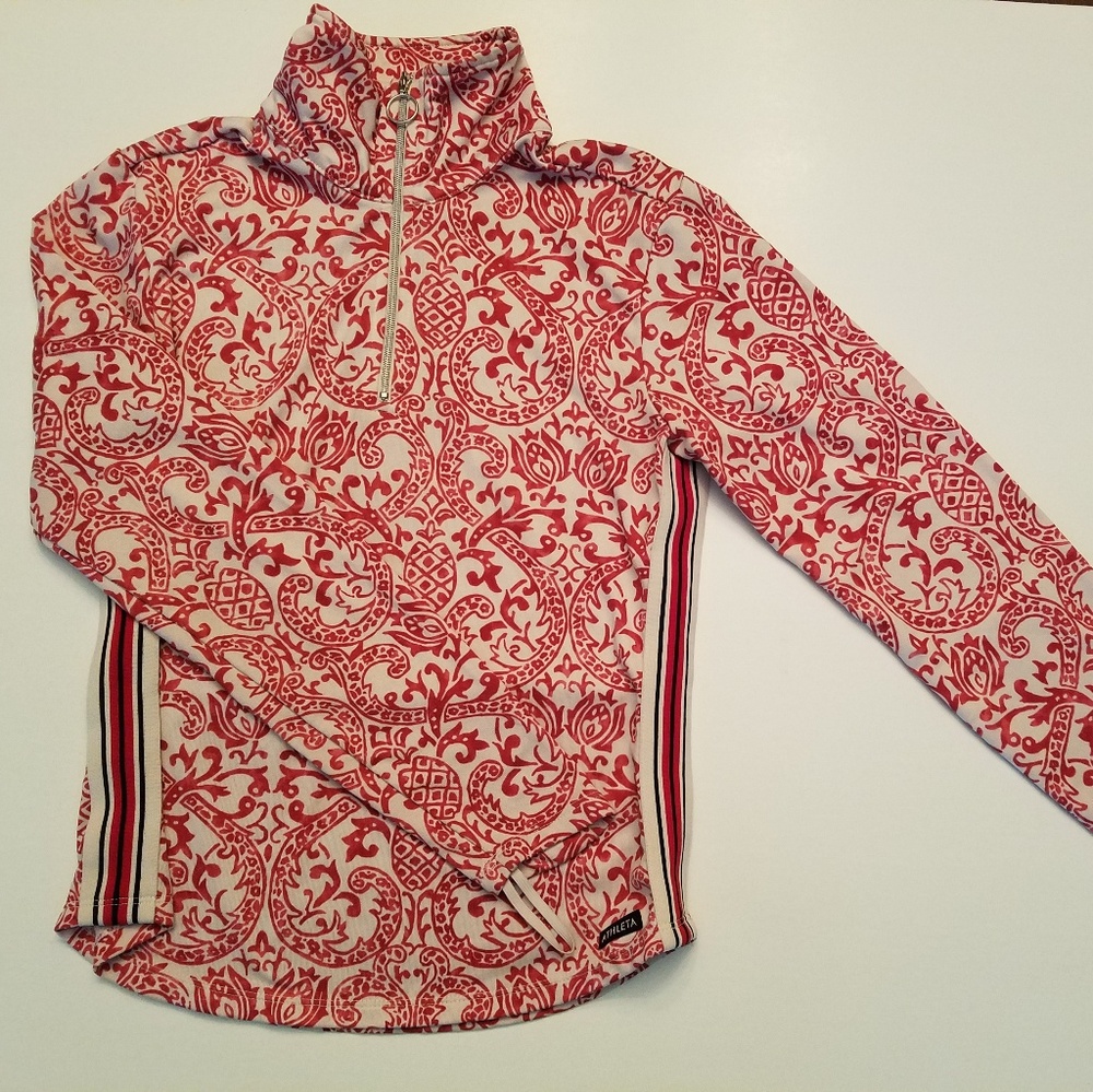 Athleta Pineapple Print Quarter-Zip Jacket, Red